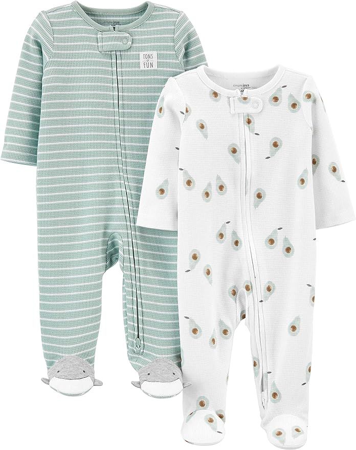 Simple Joys by Carter's Unisex Babies' 2-Way Zip Thermal Footed Sleep and Play, Pack of 2 | Amazon (US)