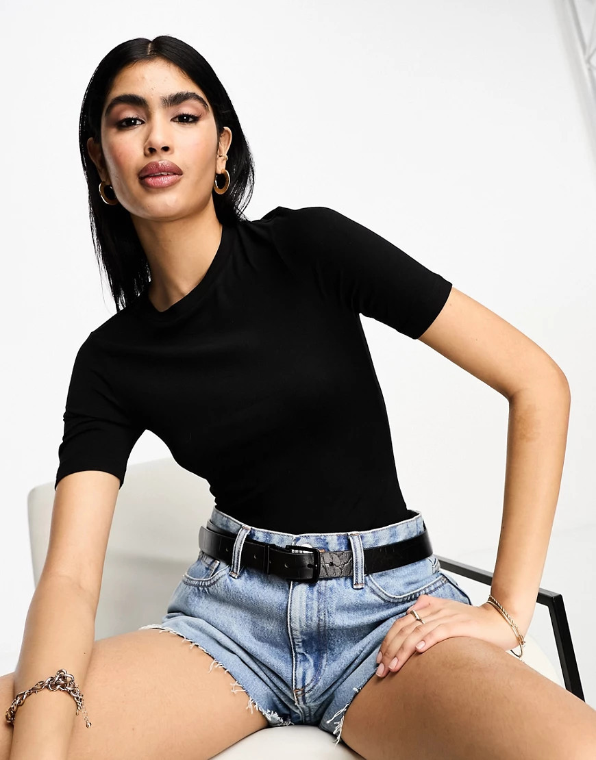 ASOS DESIGN skinny fit t-shirt bodysuit in black | ASOS (Global)