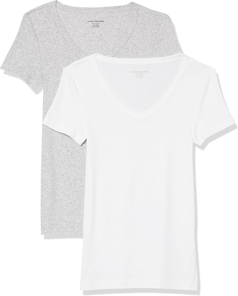Amazon Essentials Womens Slim-Fit Short-Sleeve V-Neck T-Shirt | Amazon (US)