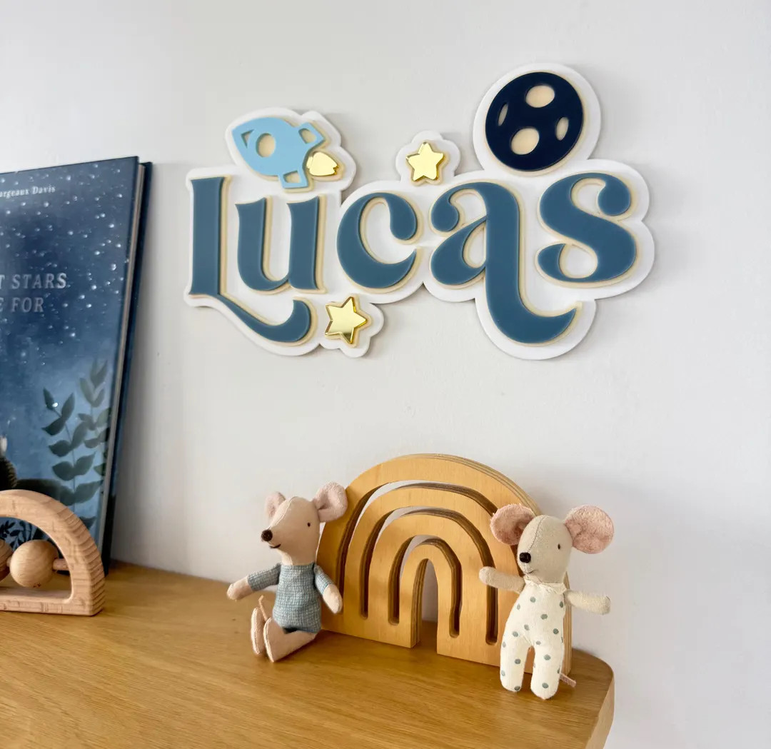 Personalised Wall Name Sign Space Theme Name Plaque Boys Room Decor Custom Boys Name Acrylic Sign... | Etsy (US)