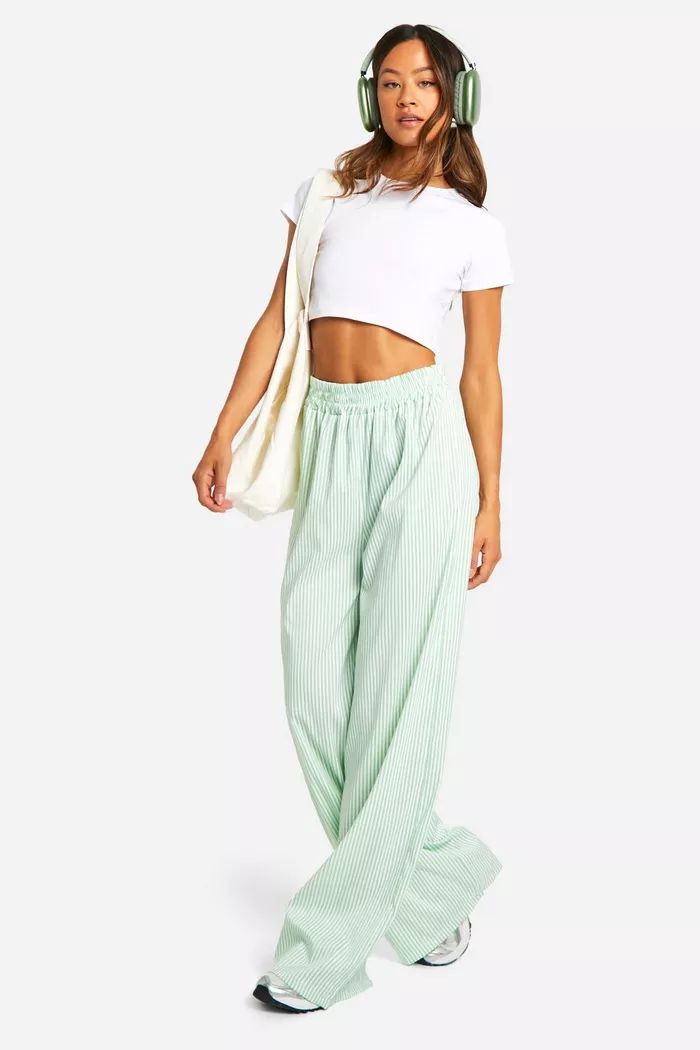 Tall Pastel Stripe Wide Leg Trouser | boohoo (US & Canada)