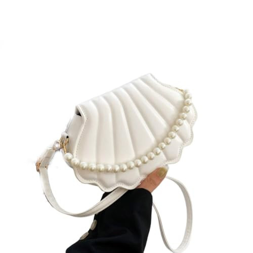 zaoalife Seashell Shape Purse, Shell Handbag Purse Women Evening Bag, Leather Crossbody Shoulder Bag Mini Chain Purse Pearl Crossbody Bag | Amazon (US)