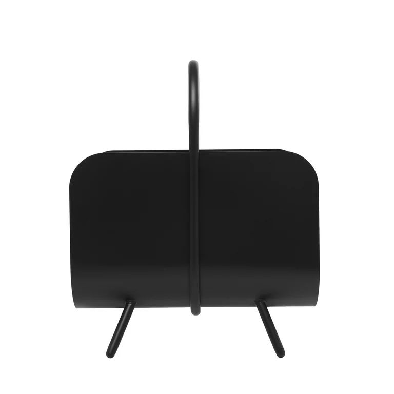 The Novogratz 20" Black Metal Curved Magazine Holder with Arched Handle and Flared Legs | Walmart (US)