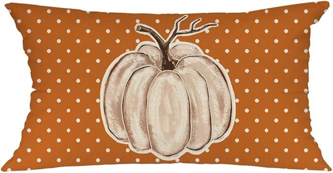 GEEORY Fall Pillow Cover 12x20 inch Watercolor Pumpkin Polka Dots Lumbar Throw Pillow Cover for A... | Amazon (US)