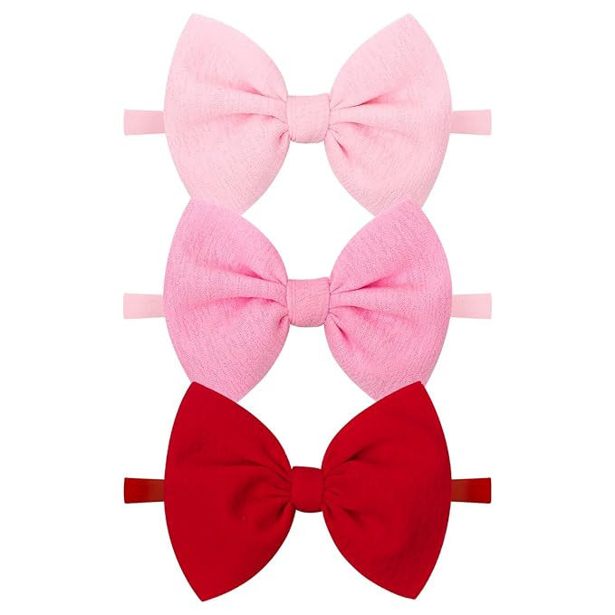 YanJie Valentines Bows for Girls - Red and Pink Headband Bows - Newborn Valentines Day Hair Acces... | Amazon (US)