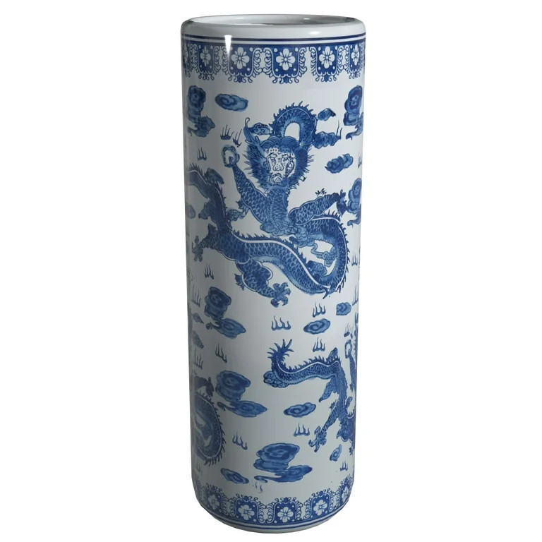 Red Lantern 24" Dragon Blue & White Porcelain Umbrella Stand | Walmart (US)