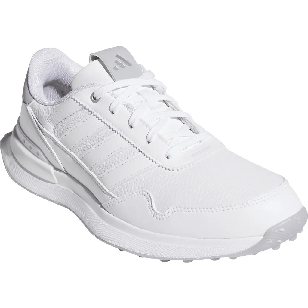 adidas S2G 26 Leather Waterproof Spikeless Golf Shoe in White/white/halo Silver at Nordstrom, Size 9 | Nordstrom