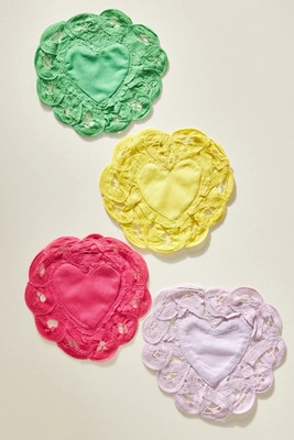 Battenburg Heart Coasters, Set of 4 | Anthropologie (US)