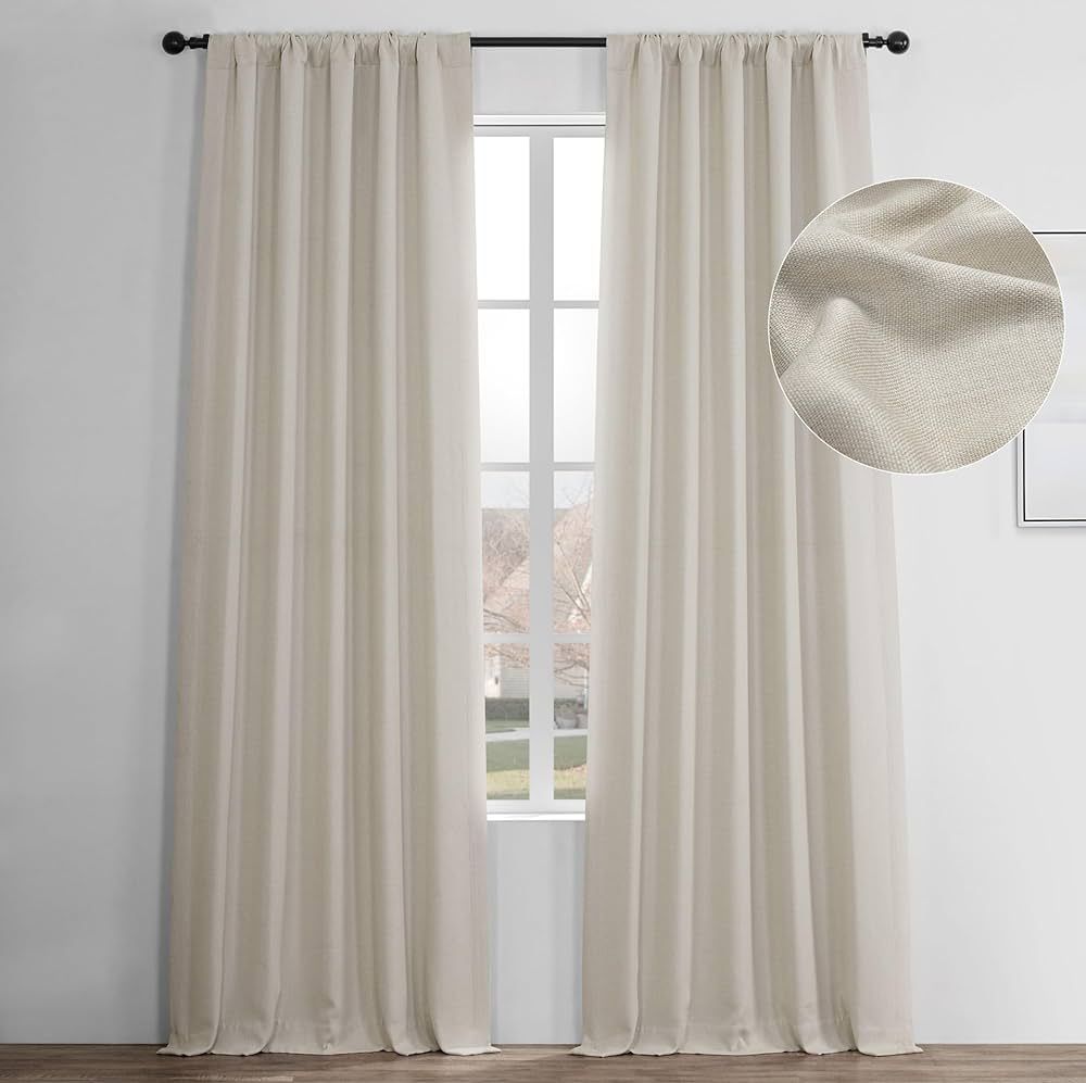 HPD Half Price Drapes Faux Linen Room Darkening Curtains - 84 Inches Long Luxury Linen Curtains f... | Amazon (US)