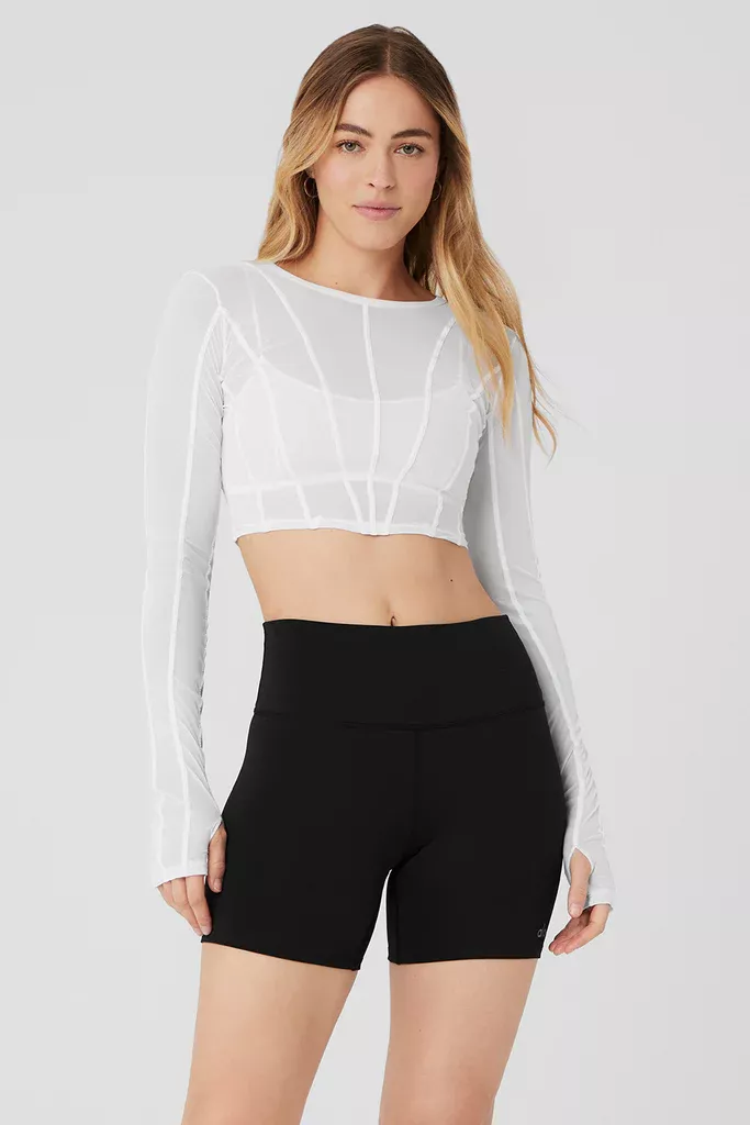 Mesh Cropped Fine Line Long Sleeve curated on LTK