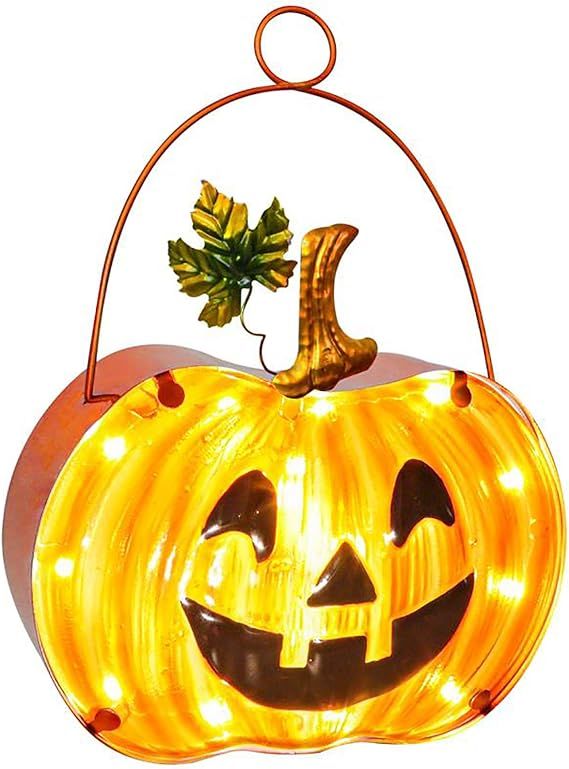 Halloween Pumpkin Lamp, Fall Decor Pumpkin Lantern with Timer, Hanging Decorative Lamp, Halloween... | Amazon (US)