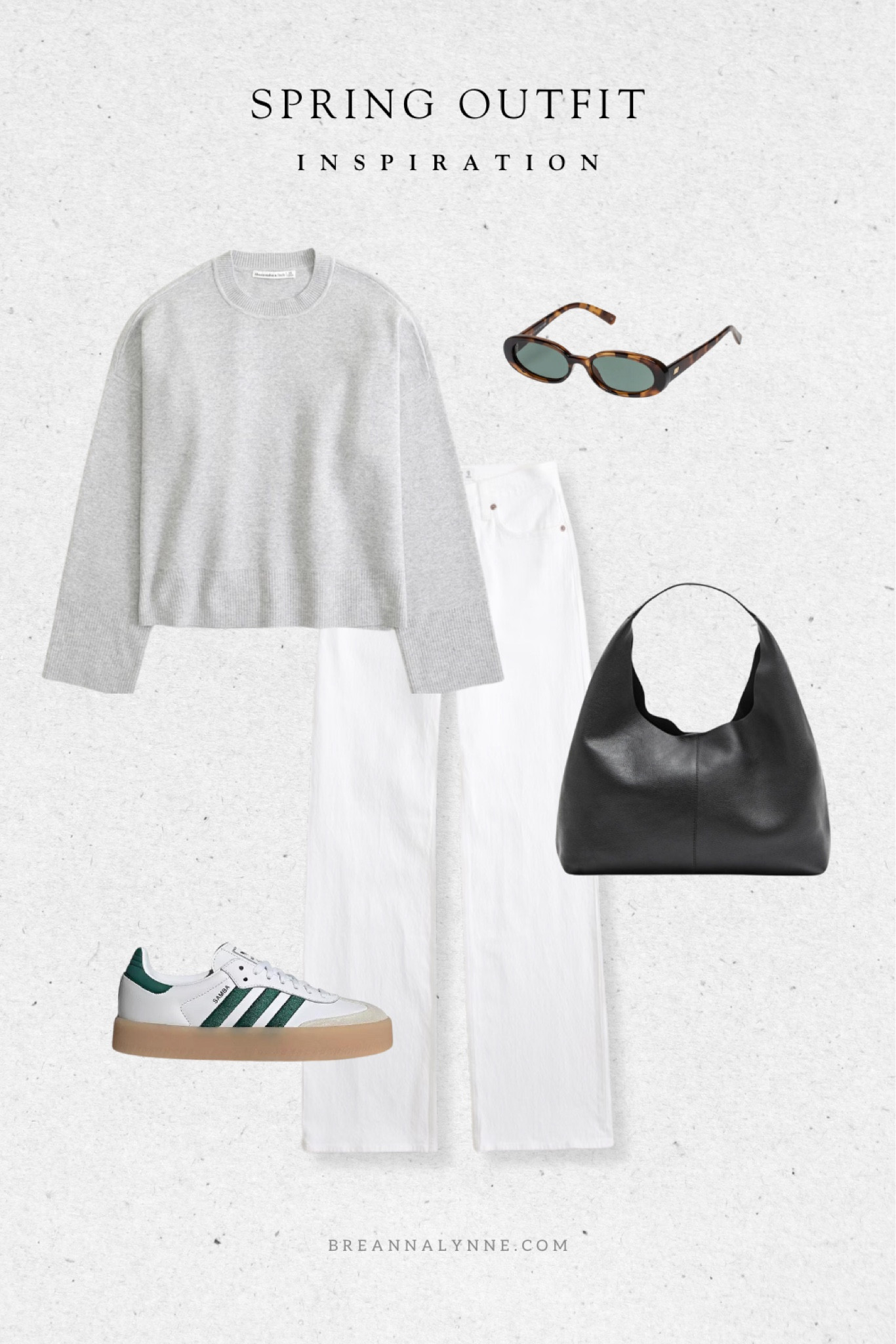 Spring outfit inspiration. Grey sweater, black purse, adidas sambae and oval sunglasses 

#LTKfindsunder100 #LTKfindsunder50 #LTKSeasonal