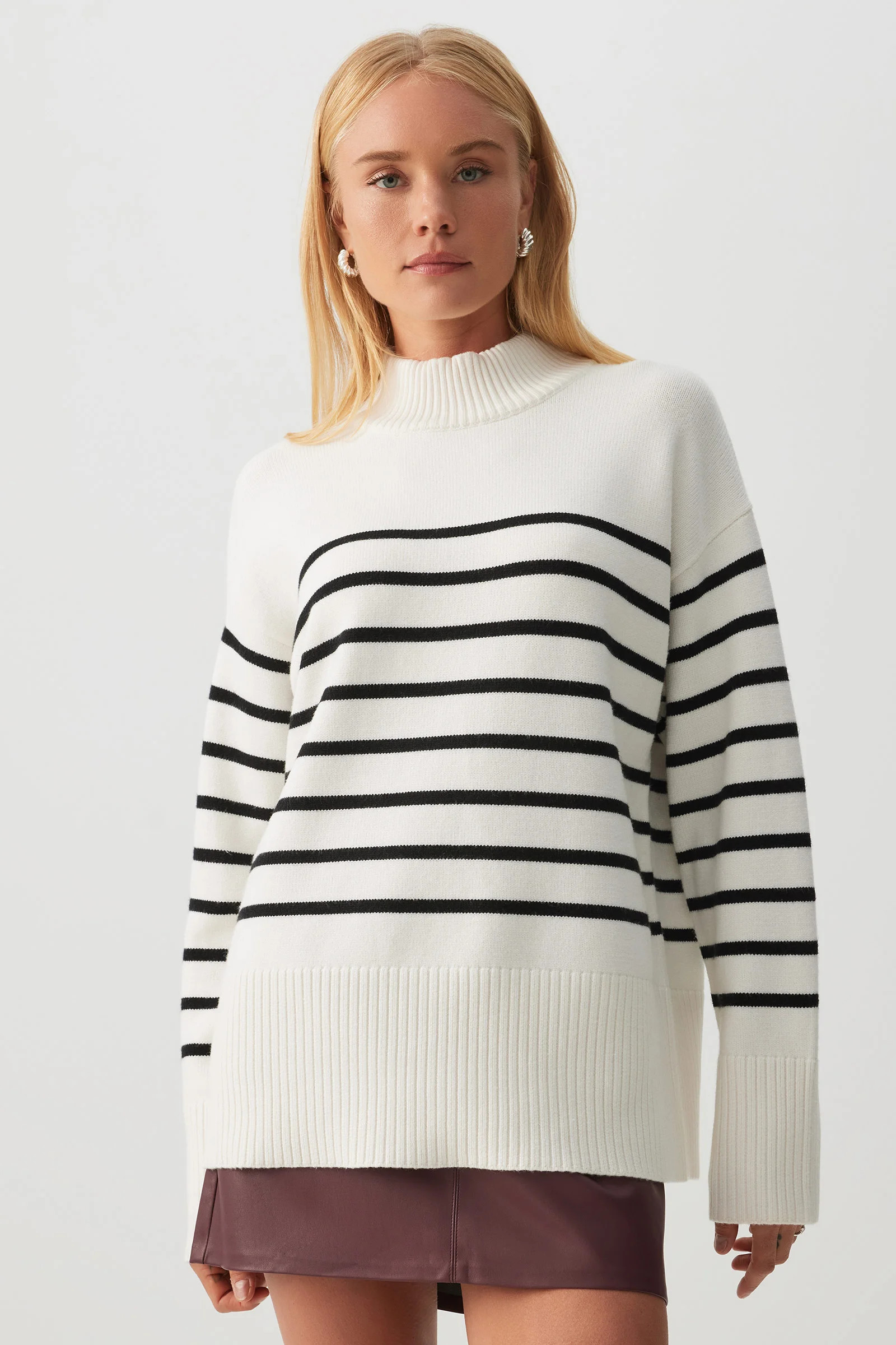 Striped Mock Neck Sweater | Ardene