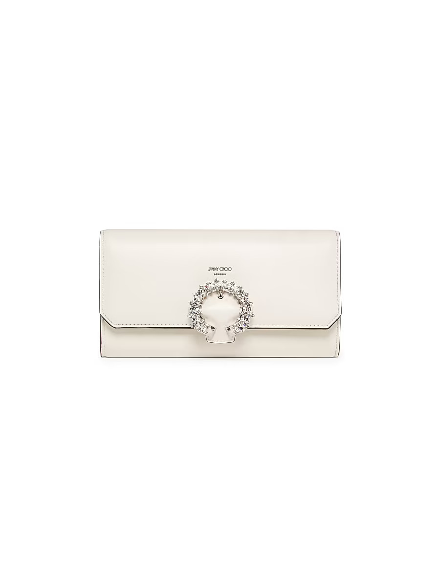 Women's Decorative Buckle Lambskin Wallet - Latte Silver | Saks Fifth Avenue