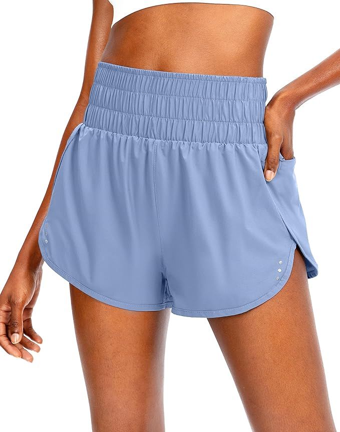 Sejuani Women's High Waisted Athletic Shorts with Zipper Pockets Running Workout Gym Shorts for W... | Amazon (US)