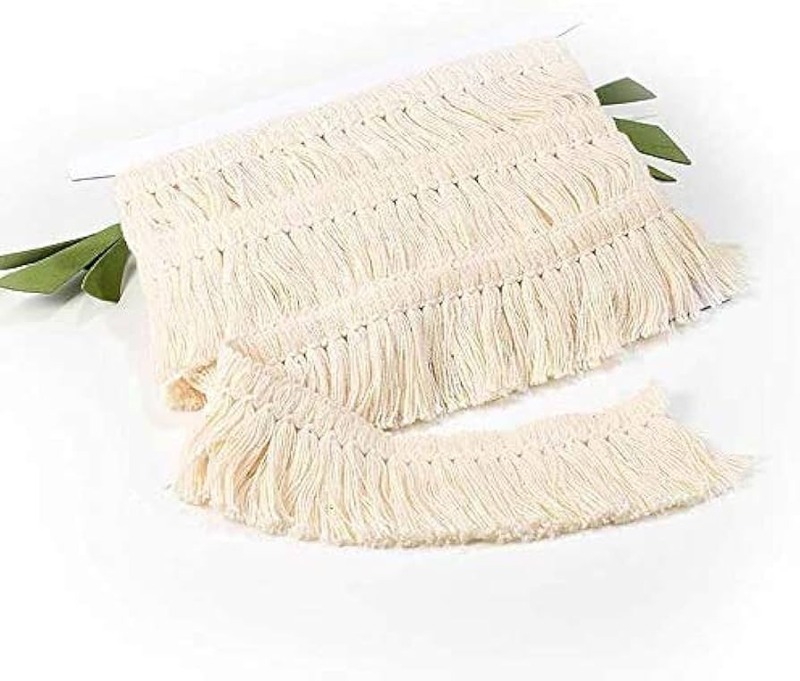 VU100 Cotton Lace Ribbon Tassel Fringe Trim Wide 1.75 inches, Lace Fabric Trim by The 6 Yards, Gi... | Amazon (US)