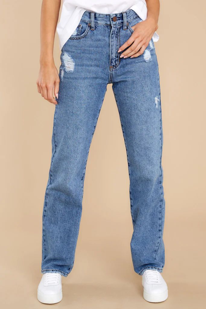 Home Run Baby Medium Wash Distressed Dad Jeans | Red Dress 
