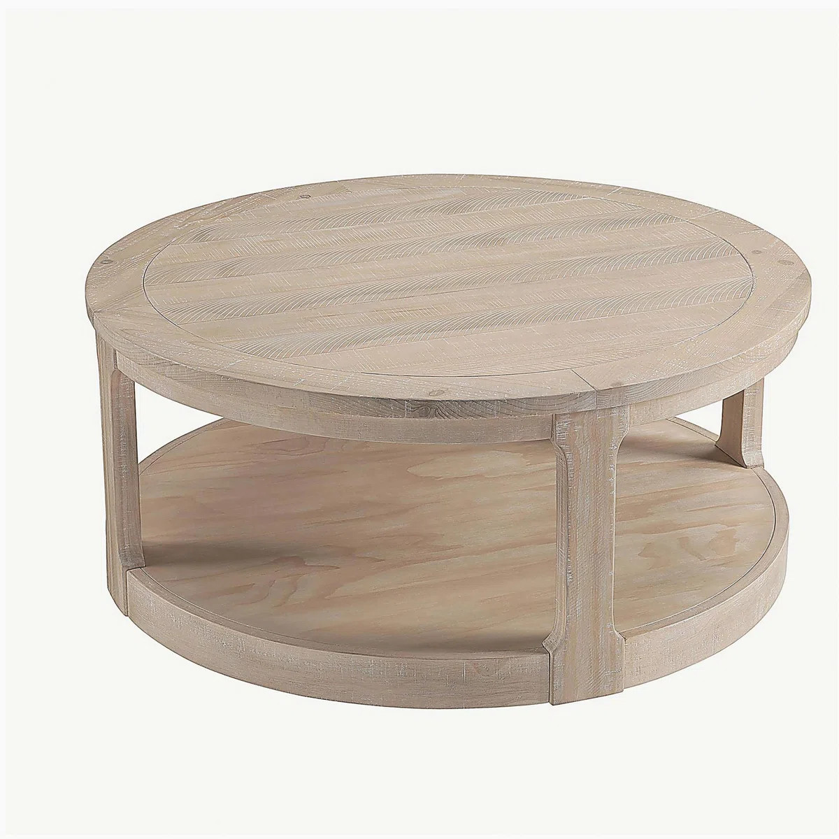 40Inch Large Curved 2 Tier Traditional Round Circle Wooden Center Coffee Table,Rounded Wooden Tab... | Wayfair North America