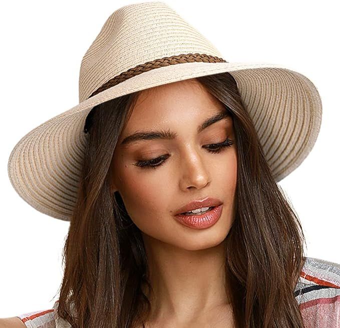 FURTALK Sun Hats for Women Summer Wide Brim UV UPF 50+ Panama Fedora Foldable Packable Straw Beac... | Amazon (US)