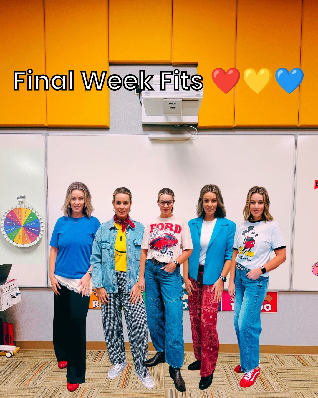 the final week of school called for COLOR ❤️💛💙

comfy layers, graphic tees, denim, red shoes, and all the personality. linking the pieces (or similar finds) here ✨

#LTKSaleAlert #LTKOver40 #LTKootd
