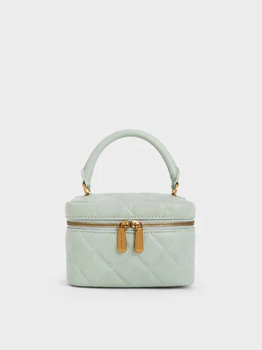Mint Green Quilted Round Pouch | CHARLES & KEITH | Charles & Keith US