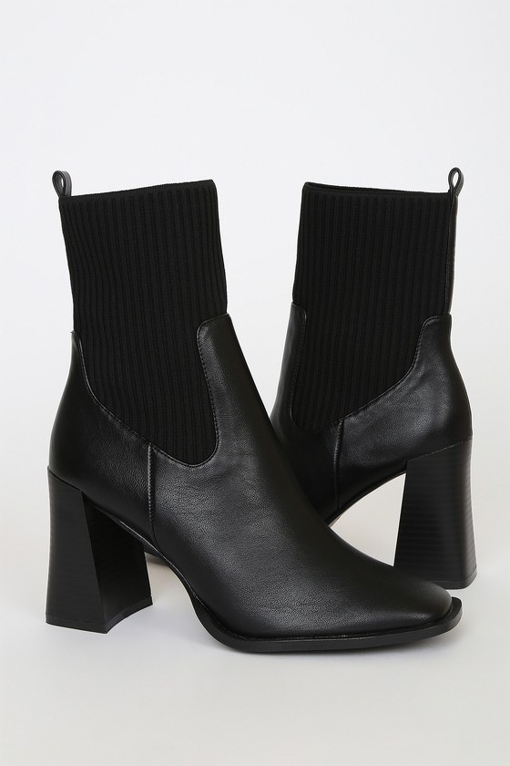 Naynee Black Square Toe Mid-Calf Boots | Lulus