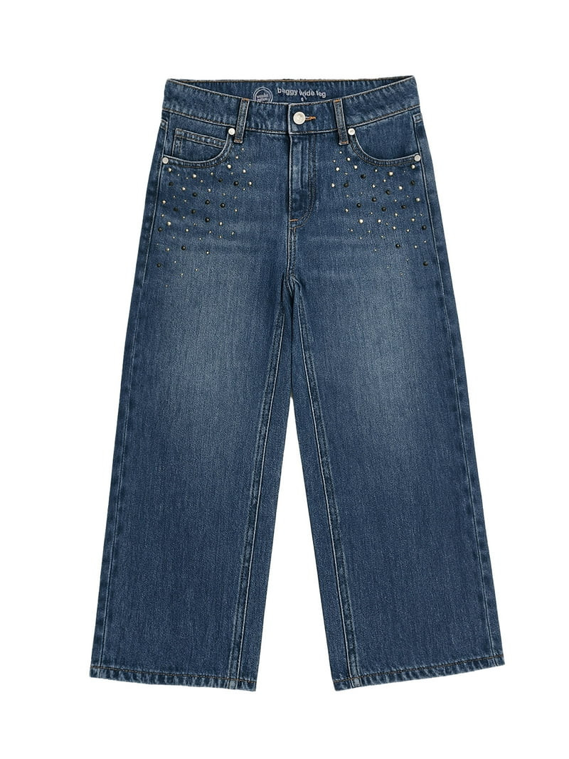Wonder Nation Girls Embellished Baggy Wide Leg Jean, Sizes 5-18 | Walmart (US)