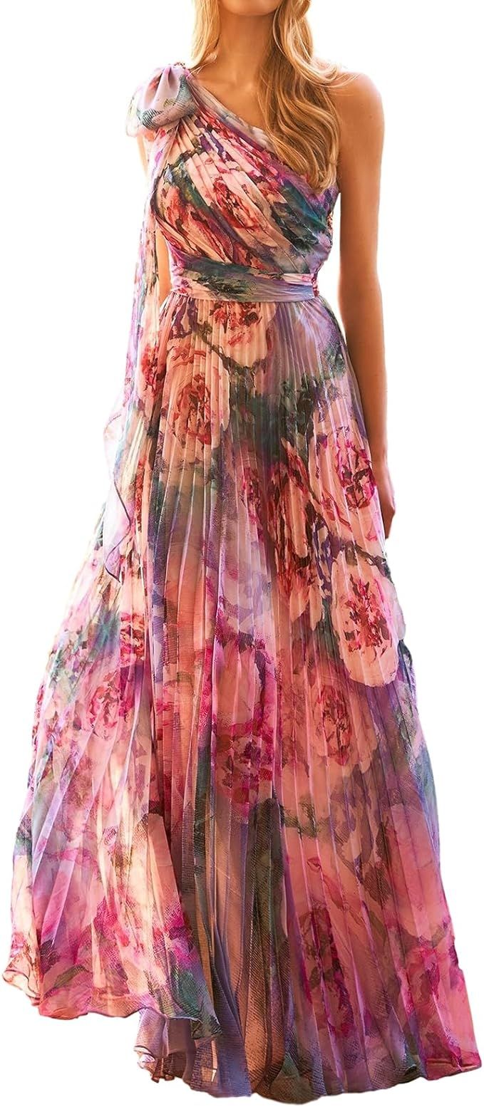 Women Floral Dress Off Shoulder Dress Maxi Dress Backless Dress for Women Slit Dress Cocktail Dre... | Amazon (US)