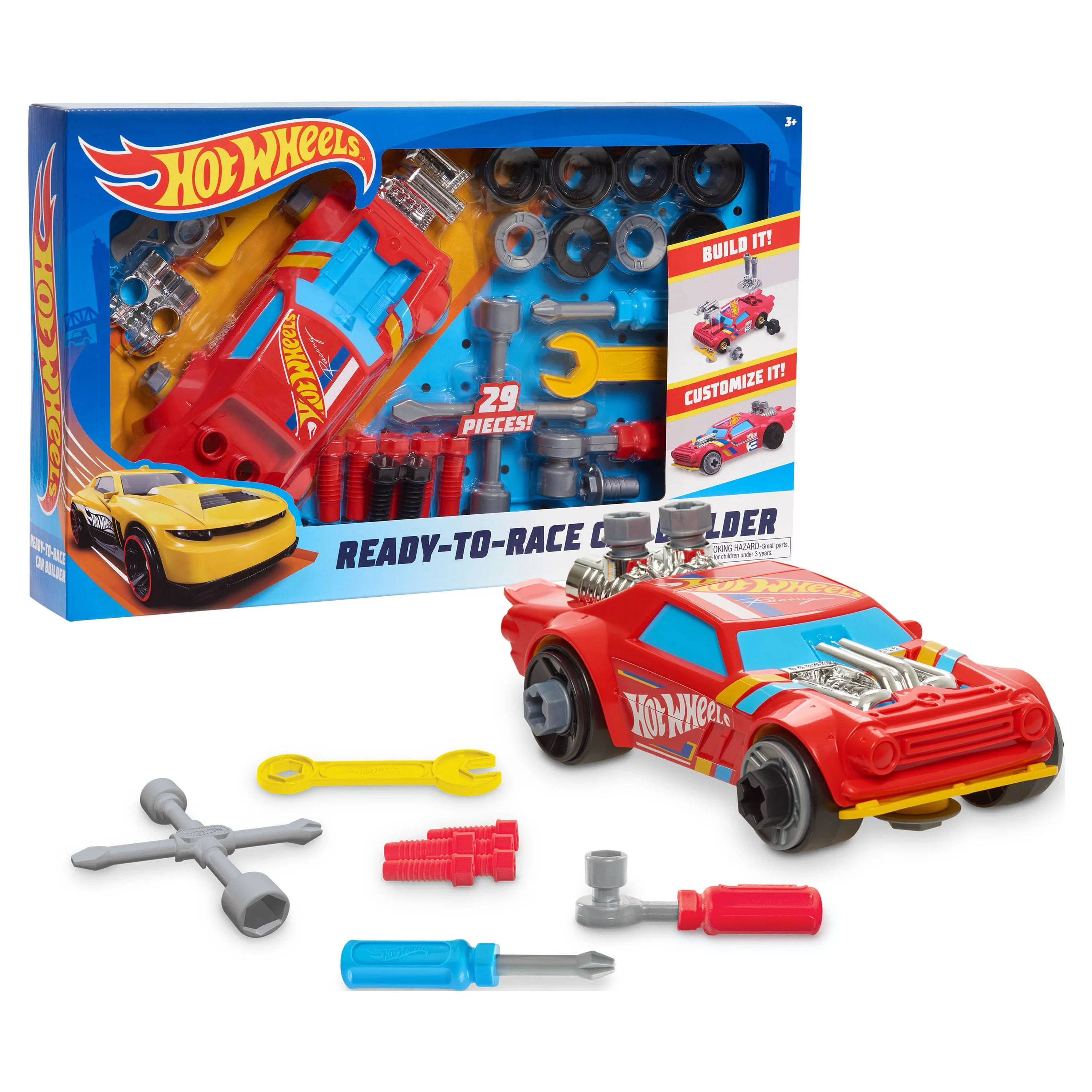 Hot Wheels Ready to Race Car Builder, 29 Pieces for Kids to Customize Their Own Toy Car, Red Kids... | Walmart (US)
