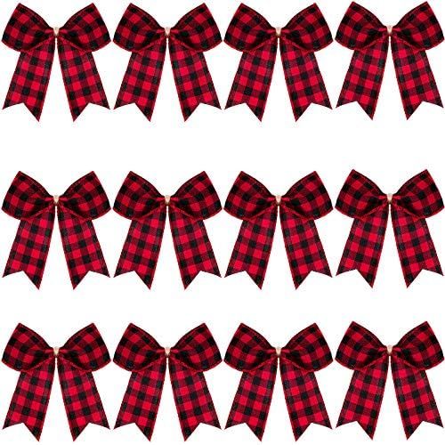 12 Pieces Christmas Plaid Bows Buffalo Plaid Decorative Bows Christmas Decorative Plaid Bows for Chr | Amazon (US)