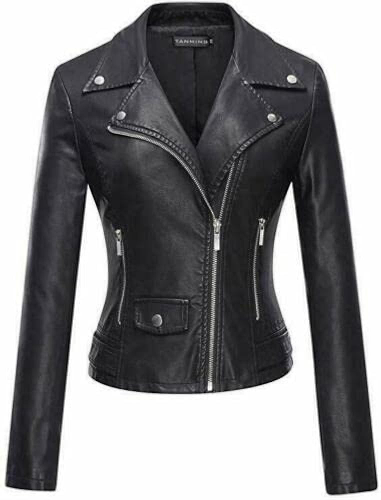 Women's Faux Leather Moto Biker Short Jacket | Amazon (US)