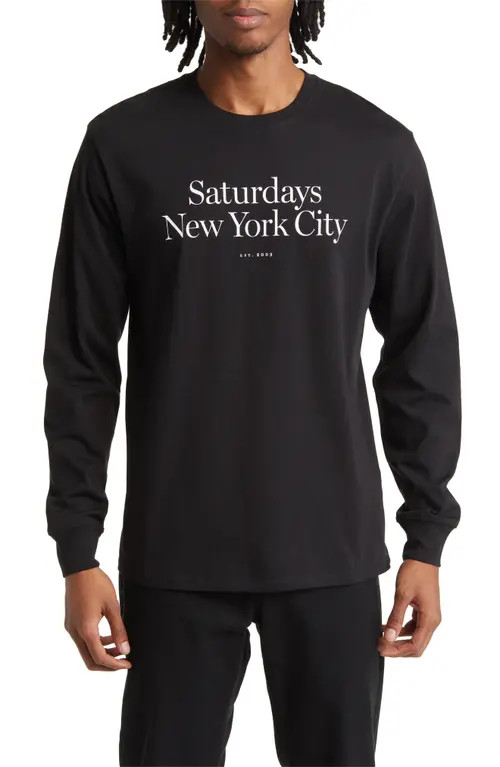 Saturdays NYC Miller Standard Cotton Graphic Sweatshirt in Black at Nordstrom, Size X-Large | Nordstrom