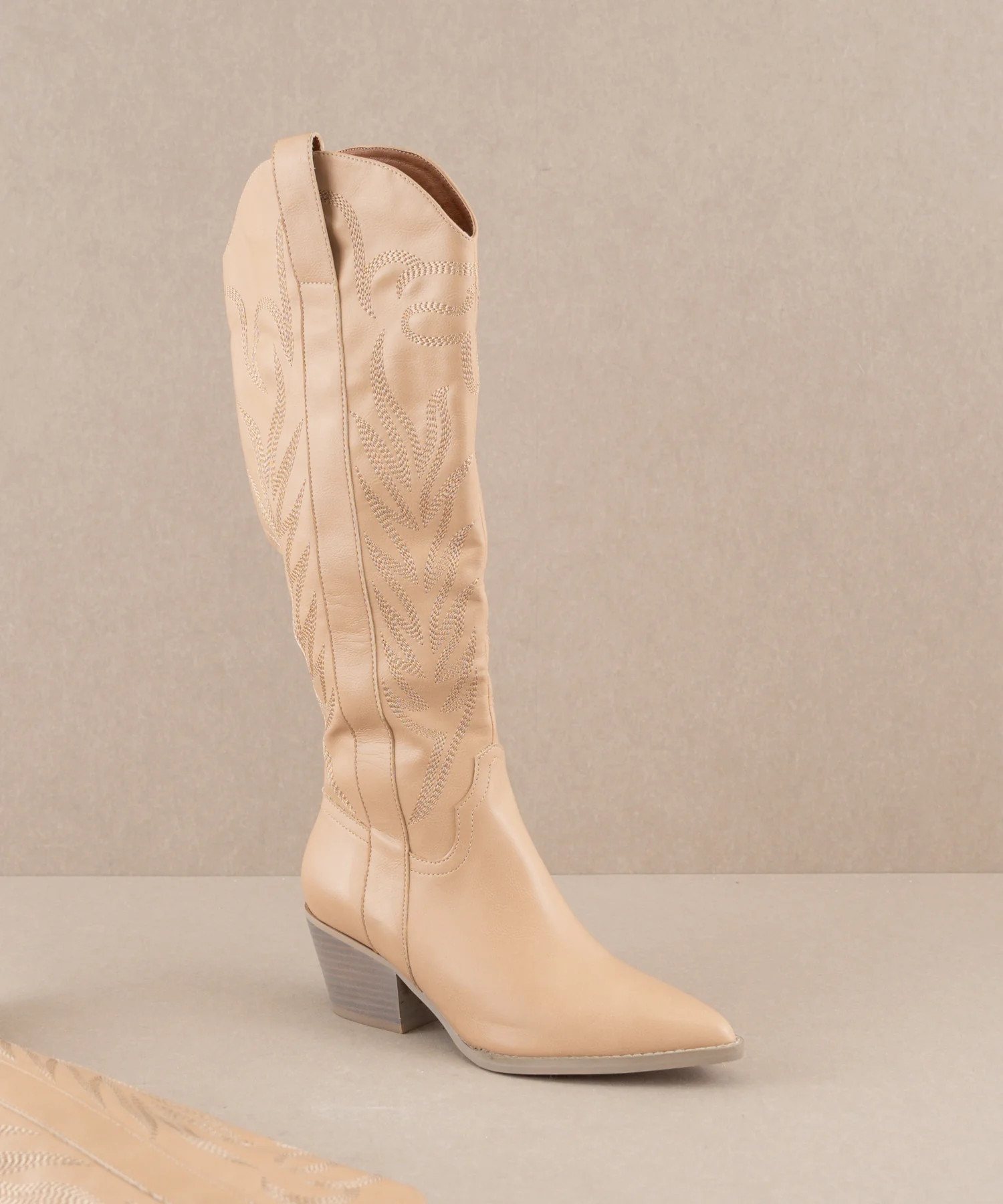 The Samara | Nude Embroidered Tall Boot | Oasis Society