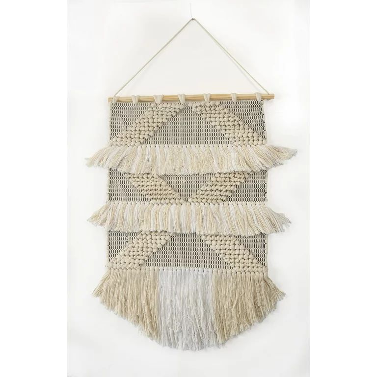 LR Home Diamond Tufted Ivory / Natural 18" x 26" Fringed Wall Hanging | Walmart (US)