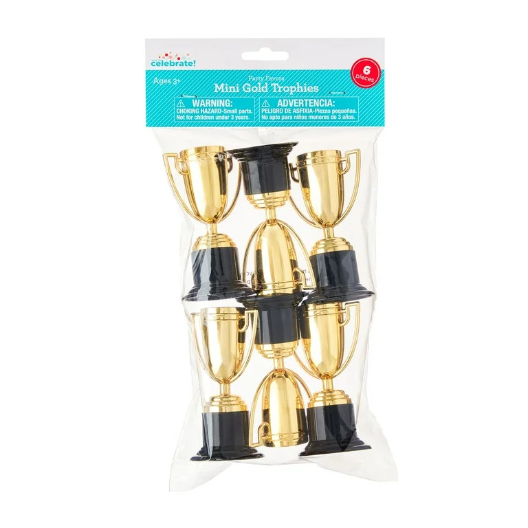Gold Mini Trophy Party Favors, 6 Count, by Way To Celebrate | Walmart (US)