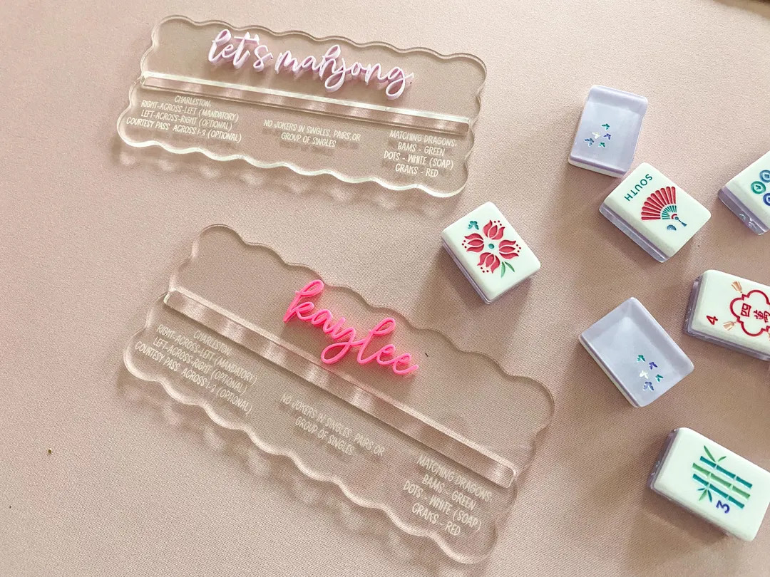 Personalized Mahjong Row Finder With Rules | Scalloped Mahjong Line Reader | Mahjong Gifts | Mahj... | Etsy (Global)