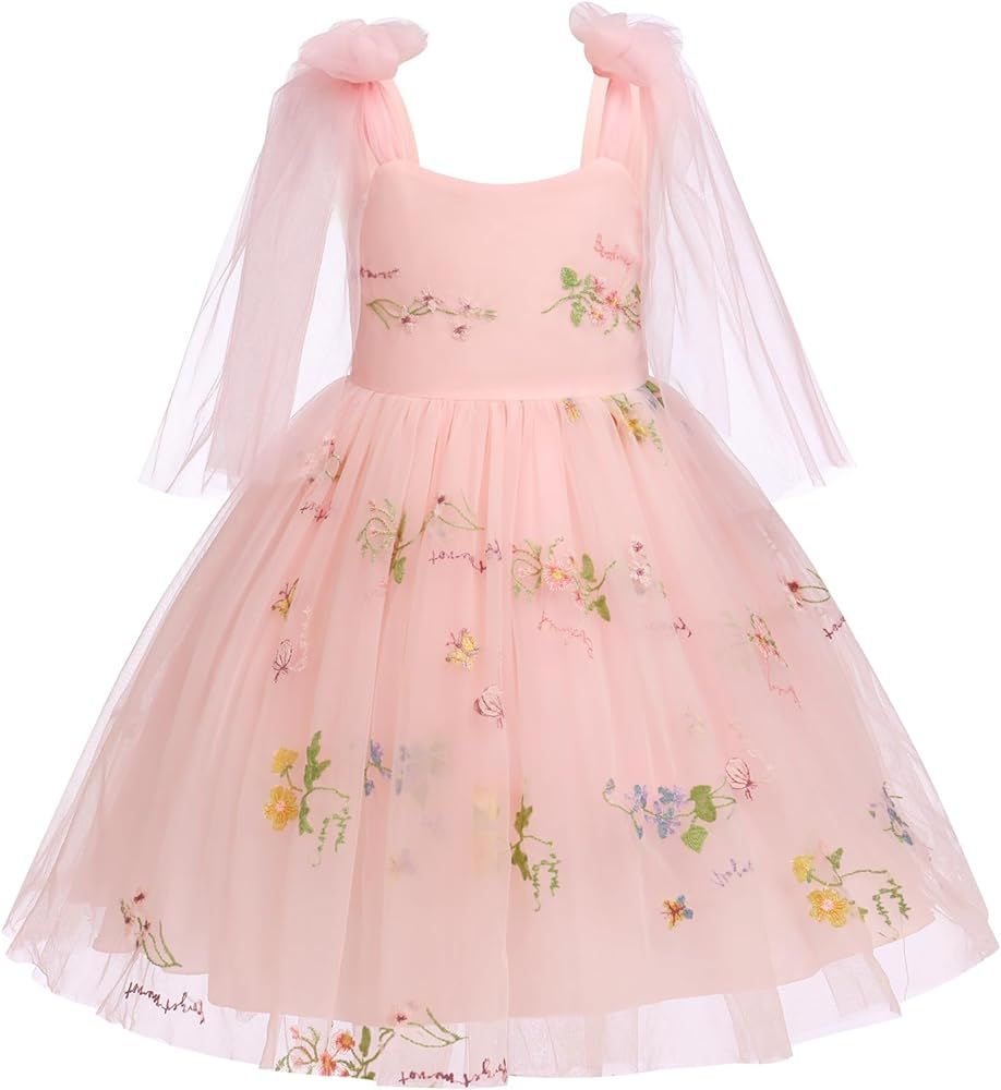 Princess Floal Lace Tulle Backless Wedding Flower Girl Dress Junior Bridesmaid Pageant Communion ... | Amazon (US)
