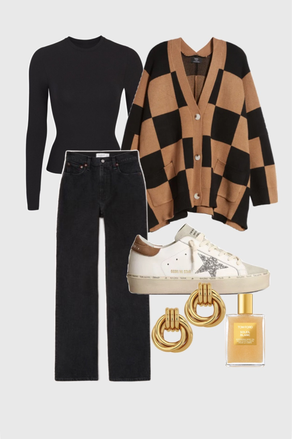 Outfit inspo, fall outfit, Abercrombie jeans, oversized cardigan, checkered cardigan, black shirt, golden goose 

#LTKSeasonal #LTKFindsUnder100 #LTKStyleTip