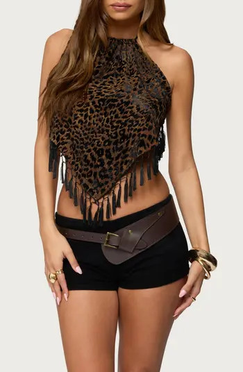 Tassel Trim Halter Handkerchief Crop Top | Nordstrom