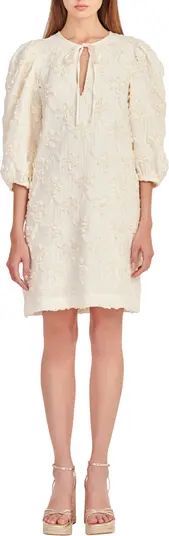 Ribbon Embroidery Tie Neck Dress | Nordstrom