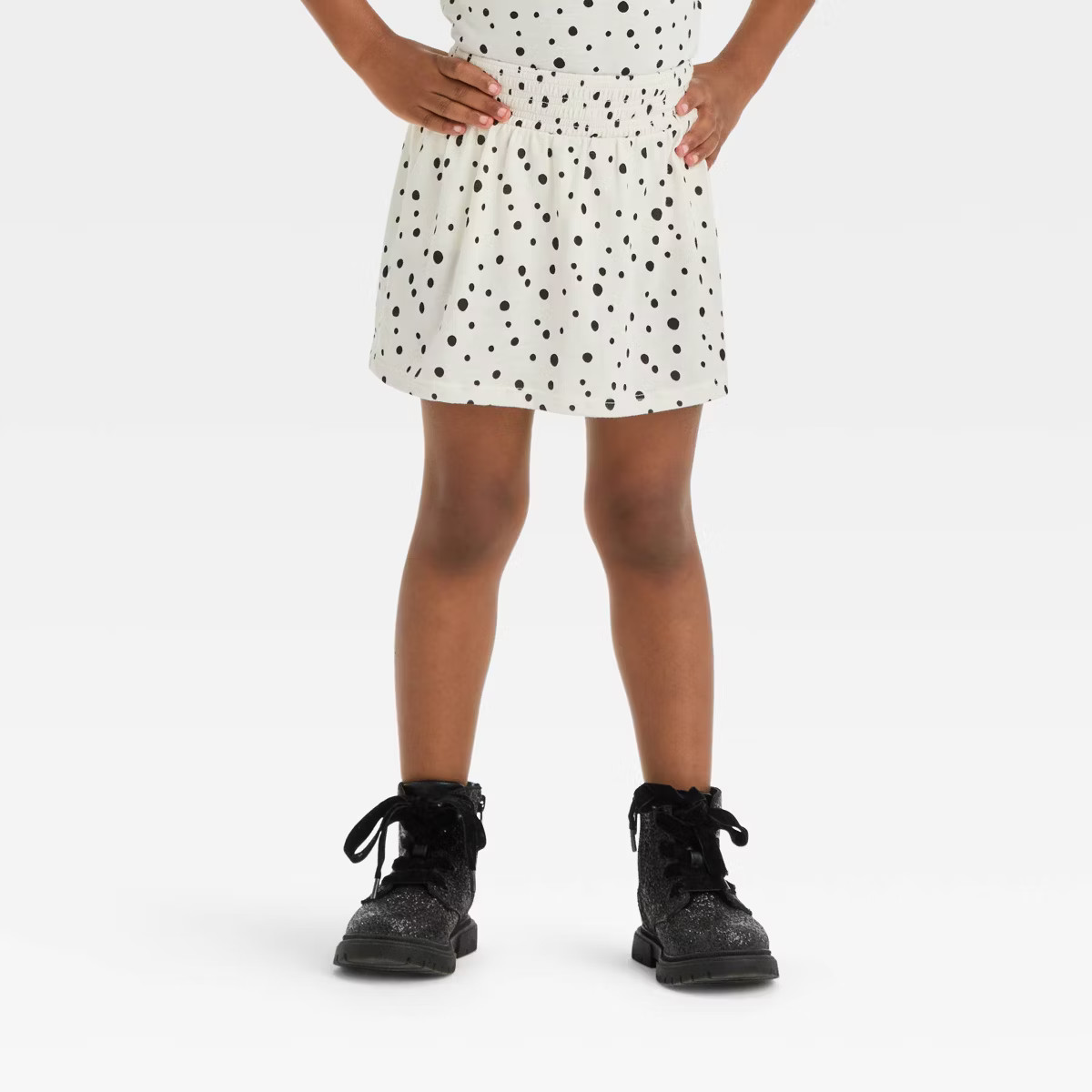 Toddler Girls' Polka Dots Smocked Skort - Cat & Jack™ White 4T: Cotton Blend, Above Knee Length... | Target
