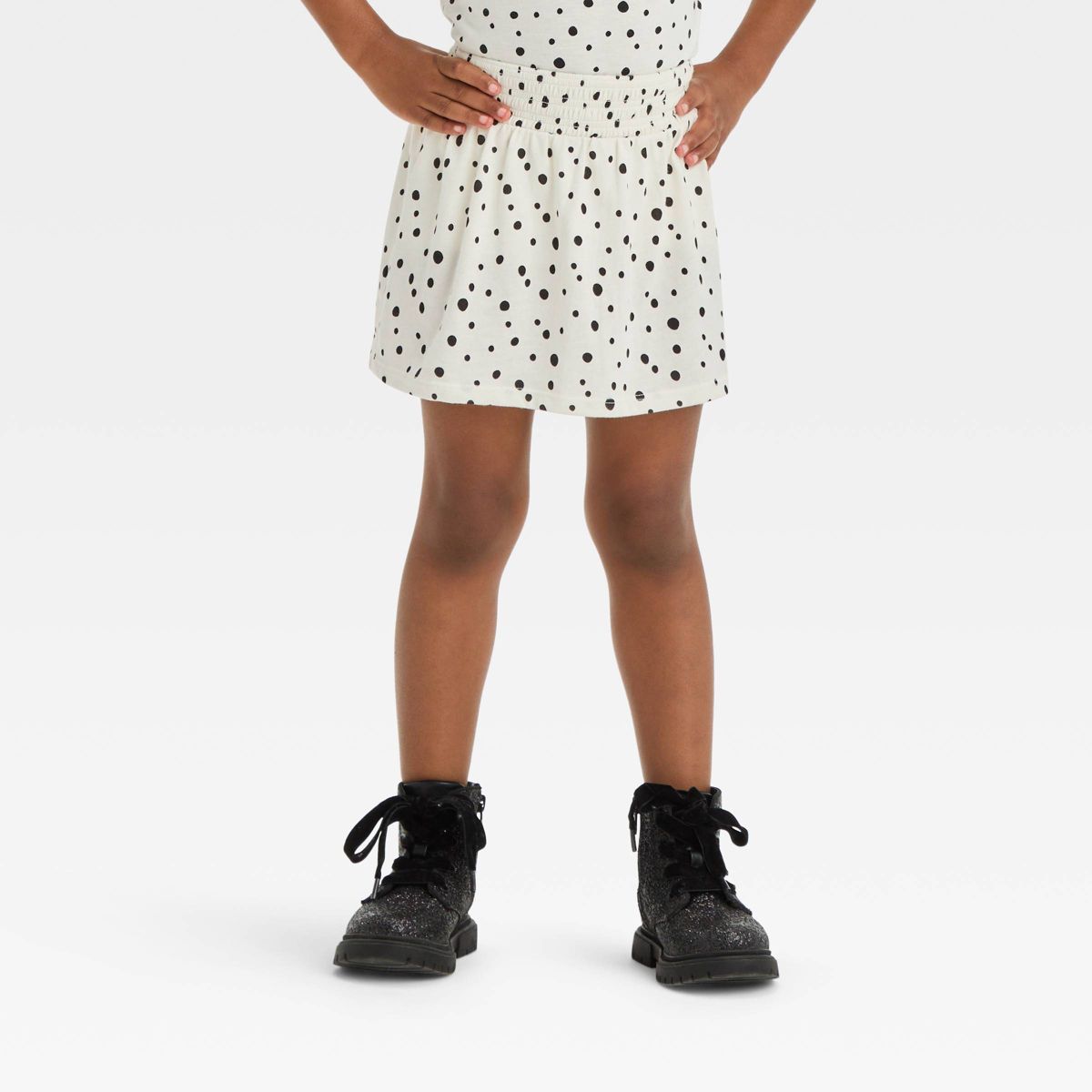 Toddler Girls' Polka Dots Smocked Skort - Cat & Jack™ White 3T: Cotton Blend, Mid-Rise, Above K... | Target