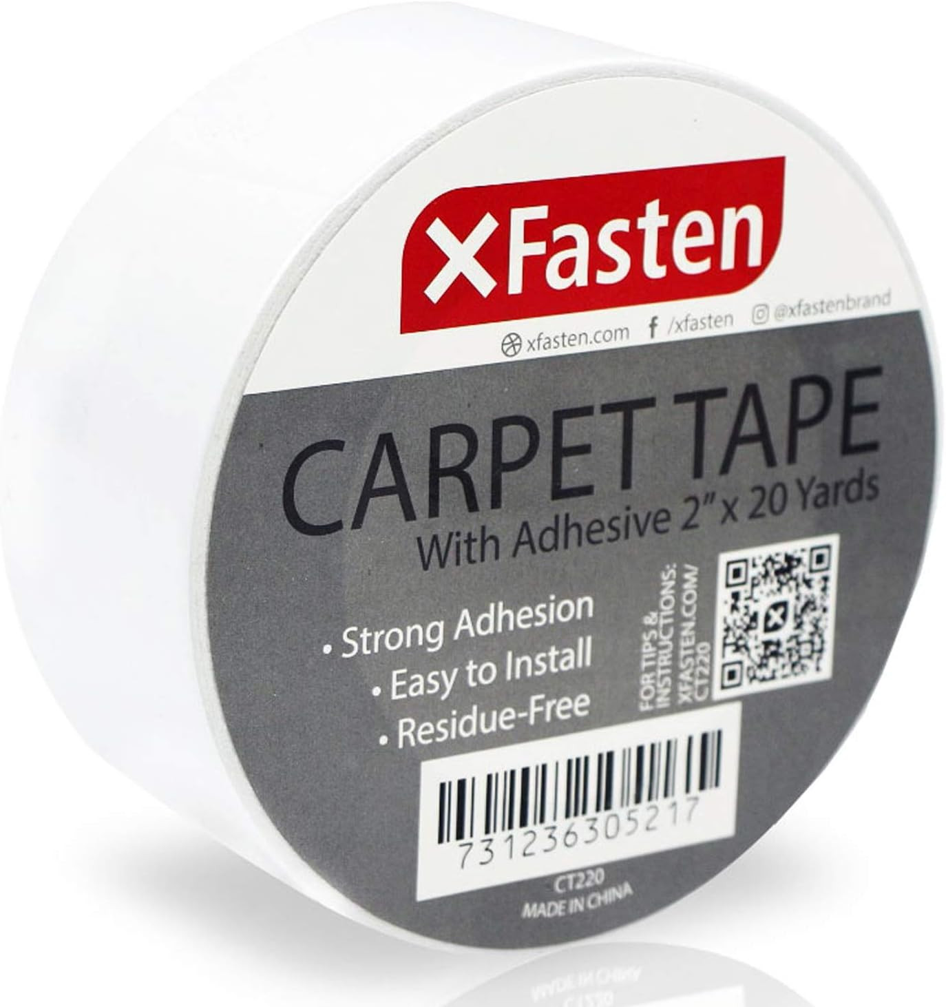 XFasten Double Sided Tape Carpet Tape for Area Rugs and Carpets, Removable, 2 Inches x 20 Yards (... | Amazon (US)