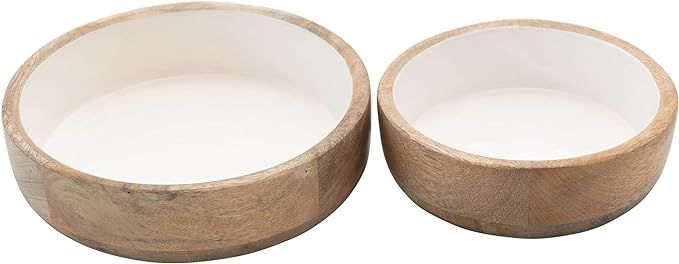 Bloomingville Mango Wood White Enameled Interior, Set of 2 Bowl, 2 | Amazon (US)