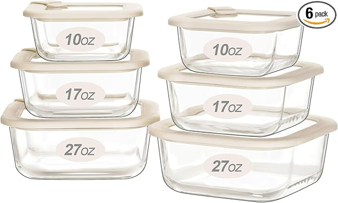 Urban Green Glass Food Storage Containers with Glass Lids, Microwave Safe Food Container Set, Air... | Amazon (US)