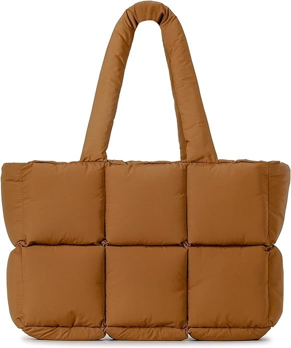 Herald Puffer Tote Bag for Women, Large Quilted Puffy Cloud Handbag Winter Down Padding Lattice S... | Amazon (US)