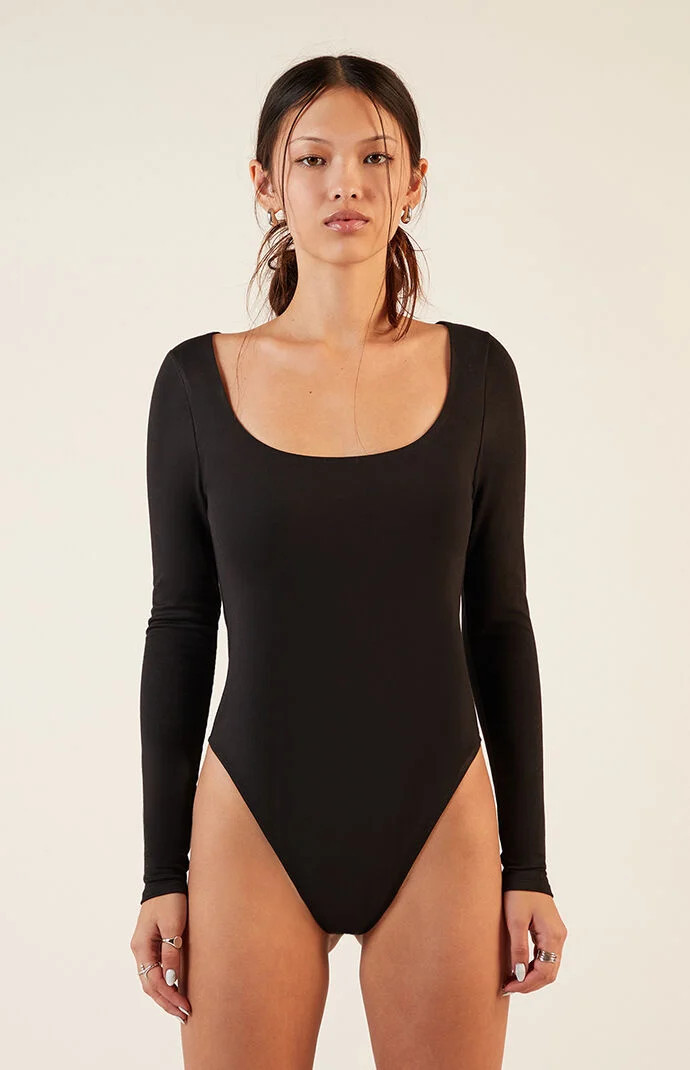Contour Women's Long Sleeve Bodysuit in Black - Size Large | PacSun