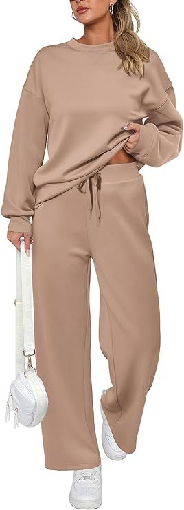 PRETTYGARDEN Women's 2 Piece Outfits 2024 Fall Long Sleeve Pullover Tops And Long Pants Lounge Se... | Amazon (US)