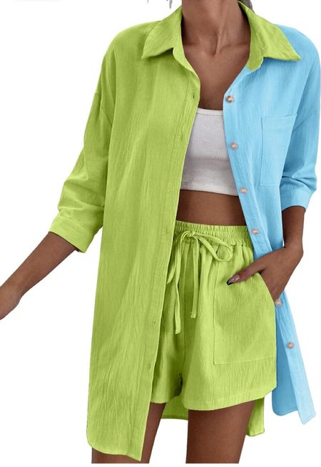 Two piece set on Amazon!! Linen two piece outfit idea! Beach outfit idea 