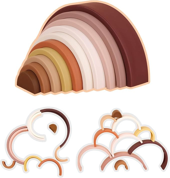 Silicone Stacking Rainbow, Silicone Baby Stacking Toys, Stacking Toy & Teething Toys, 10 Pacs Mon... | Amazon (US)